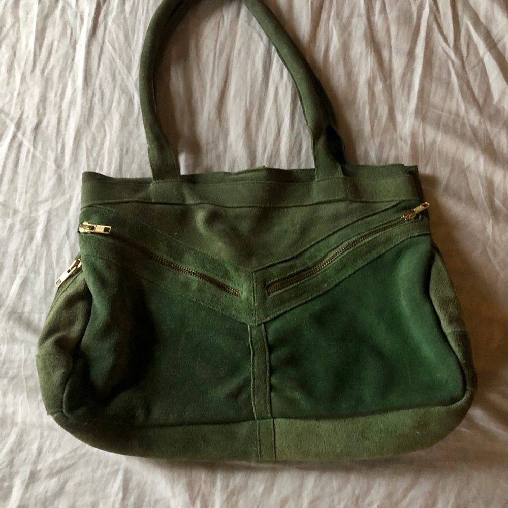VINTAGE Green Suede Purse